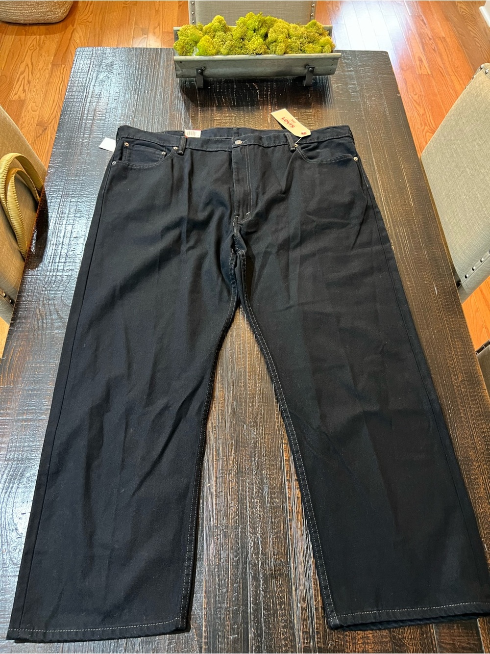 Levi’s 505 Men’s Jeans 48x29 Black Regular Fit Straight Leg Big Tall NWT Flaw